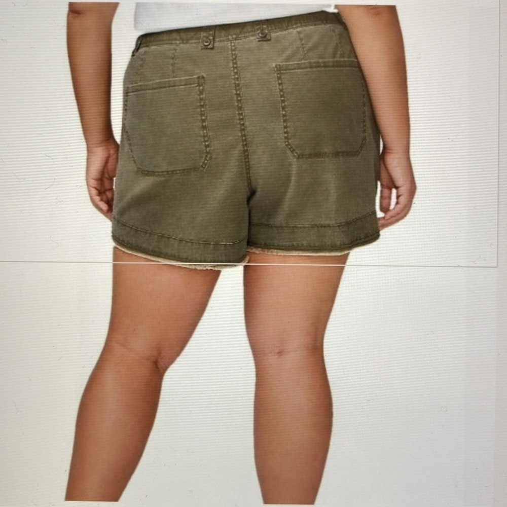 Lane Bryant Girlfriend Shorts Womens Embroidery Boho Beach Olive Plus Size 24 - Picture 2 of 11